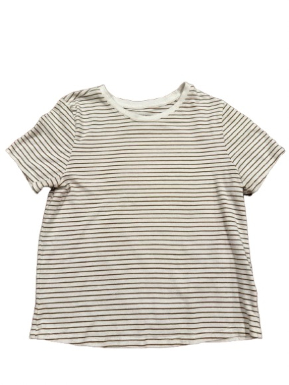 Old Navy Women’s Classic Cream & Brown Stripe Tee Size Small
